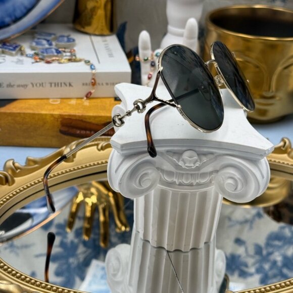 🆕 GUCCI 🧿 NWOT GG1017 001 Gold Metal Rimmed Round Sunglasses, Grey Lenses - Picture 7 of 16